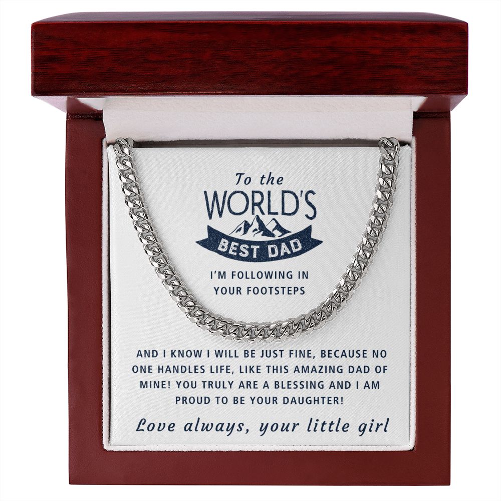 Following In Your Footsteps - Length Adjustable Cuban Link Chain For Dad