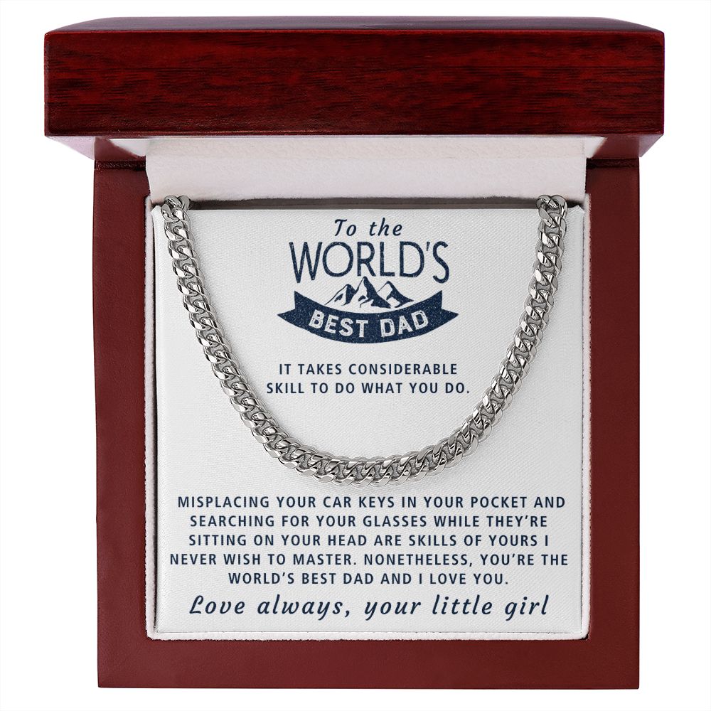 World's Best Dad - Length Adjustable Cuban Link Chain For Dad
