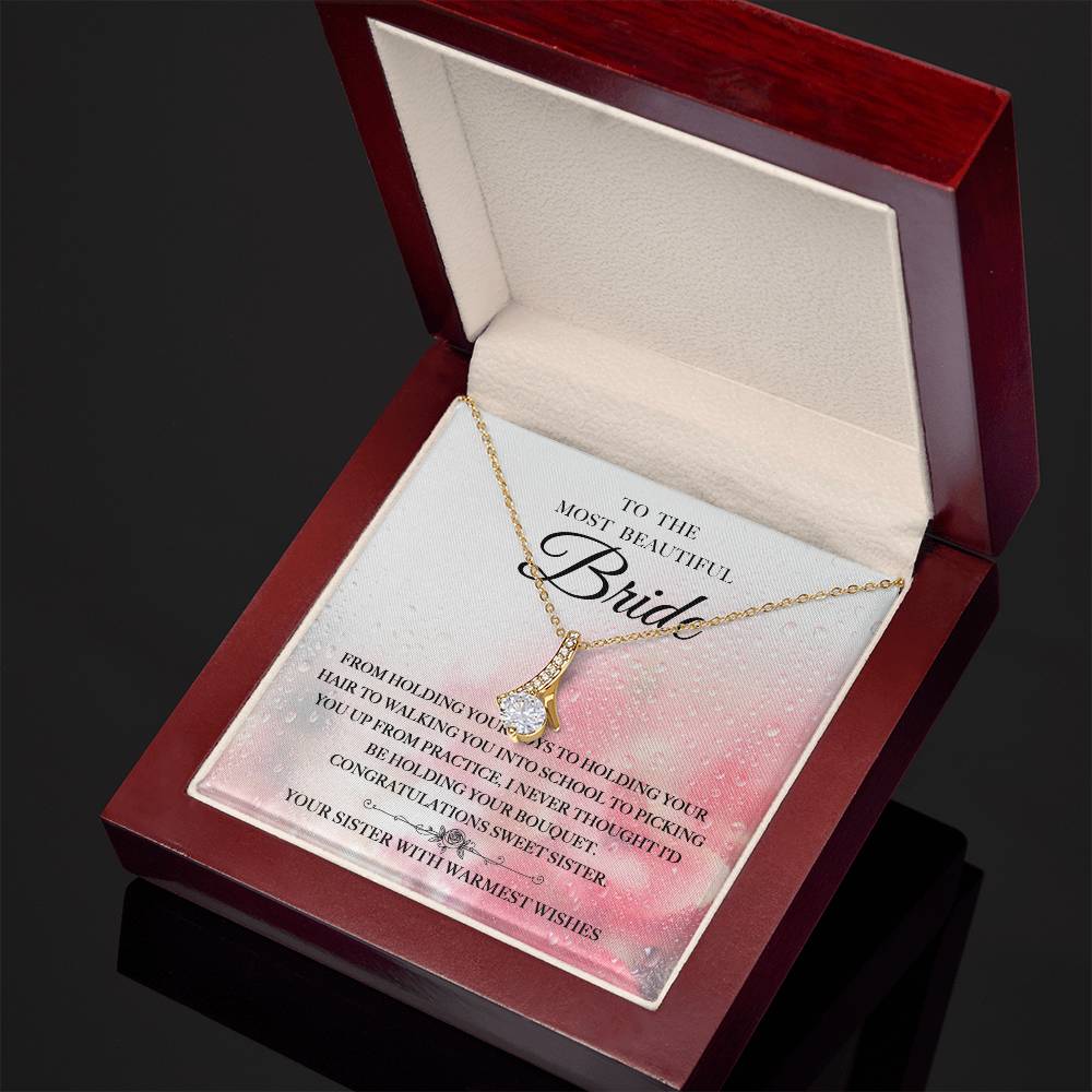 Congratulations Sweet Sister - Alluring Beauty Necklace For Sister On Her Wedding Day