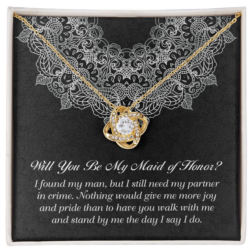 My Partner In Crime - Love Knot Necklace For Maid Of Honor