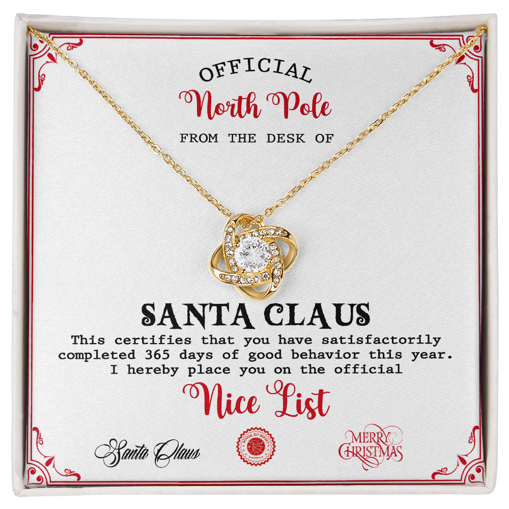 From The Desk Of Santa Claus - Love Knot Necklace For Her For Christmas