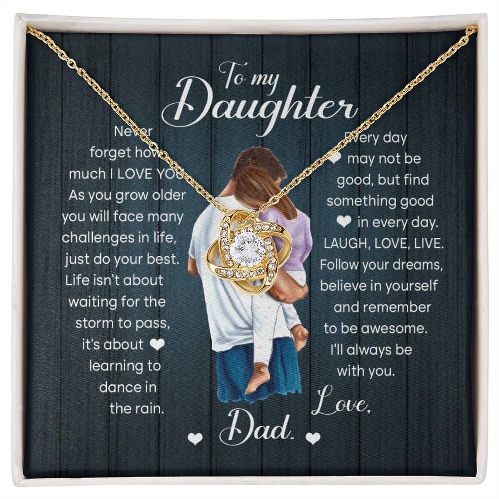 Laugh, Love, Live - Love Knot Necklace For Daughter