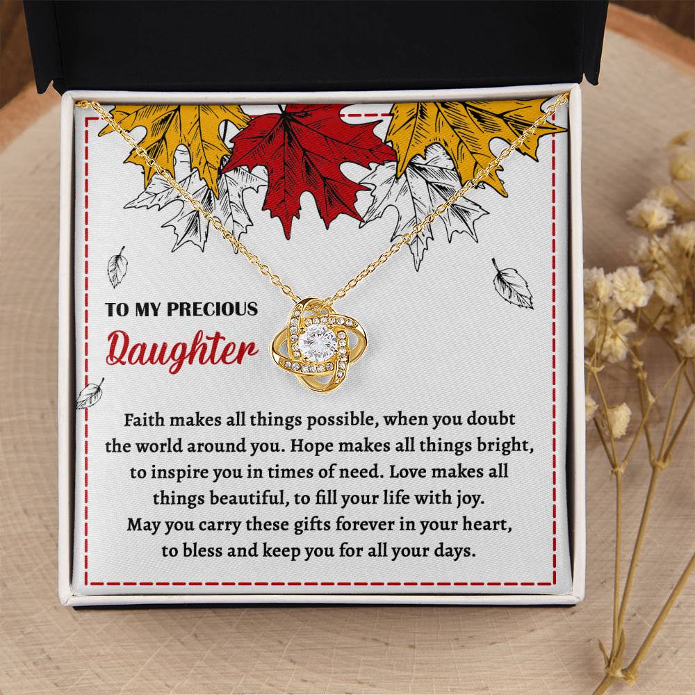 Faith Makes All Things Possible - Love Knot Necklace For Daughter