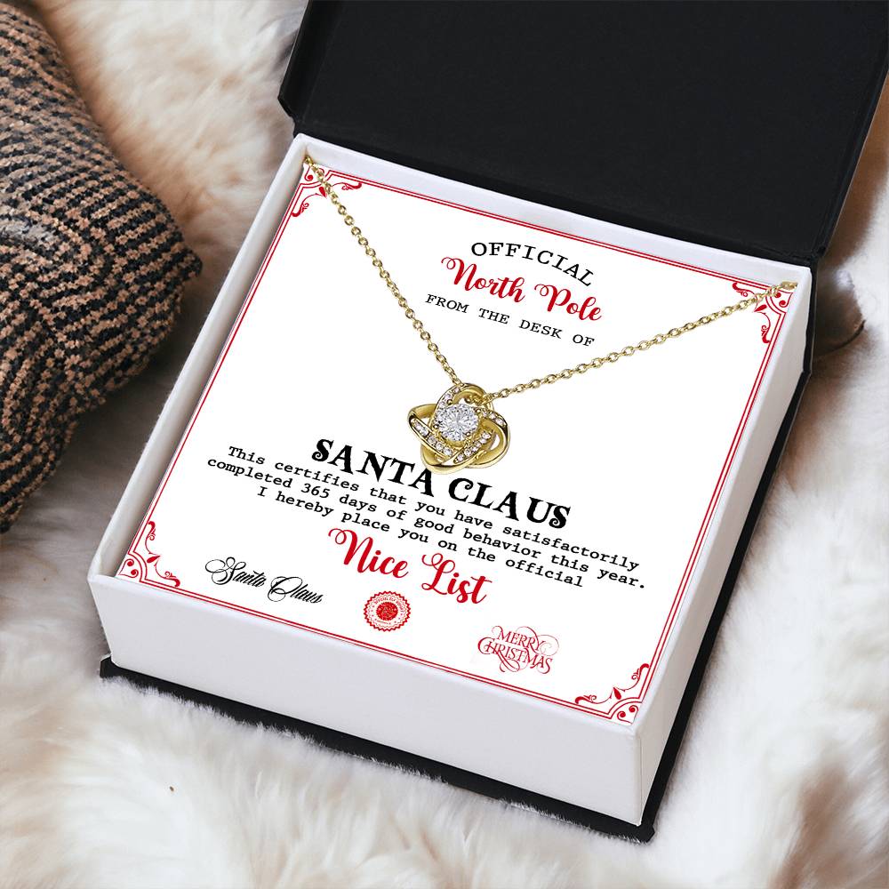 From The Desk Of Santa Claus - Love Knot Necklace For Her For Christmas