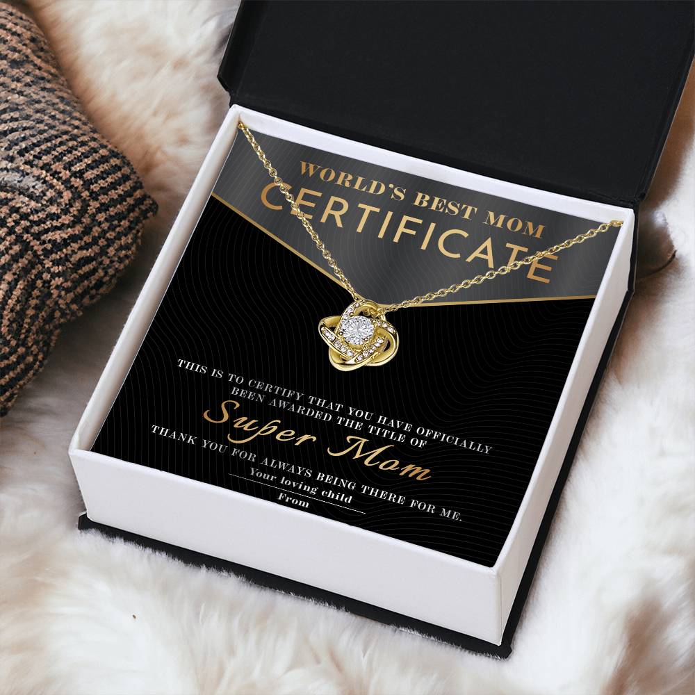 Best Mom Certificate - Love Knot Necklace For Mom