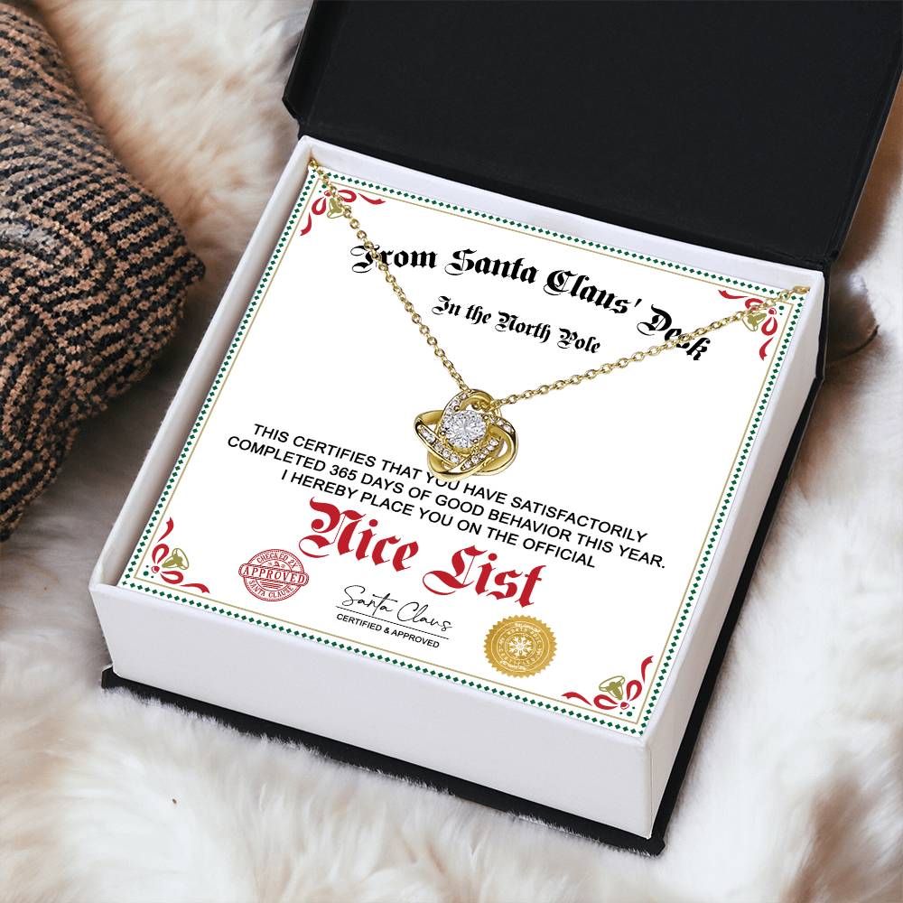 Official Nice List - Love Knot Necklace For Her For Christmas