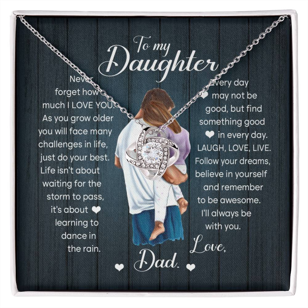 Laugh, Love, Live - Love Knot Necklace For Daughter