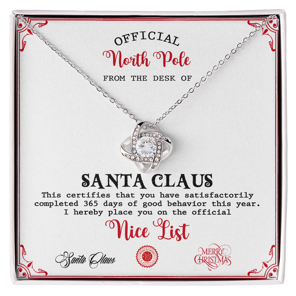From The Desk Of Santa Claus - Love Knot Necklace For Her For Christmas