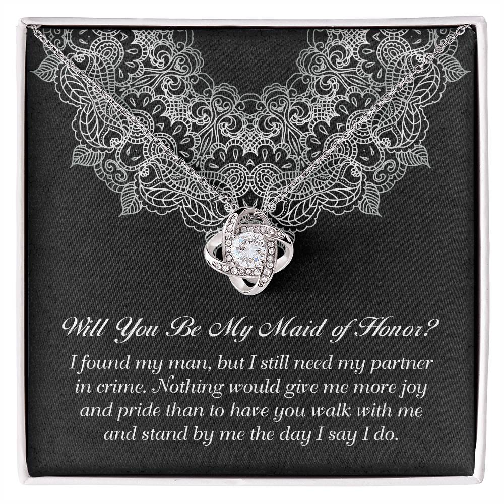 My Partner In Crime - Love Knot Necklace For Maid Of Honor