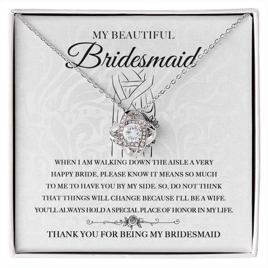 Thank You - Love Knot Necklace For Bridesmaid