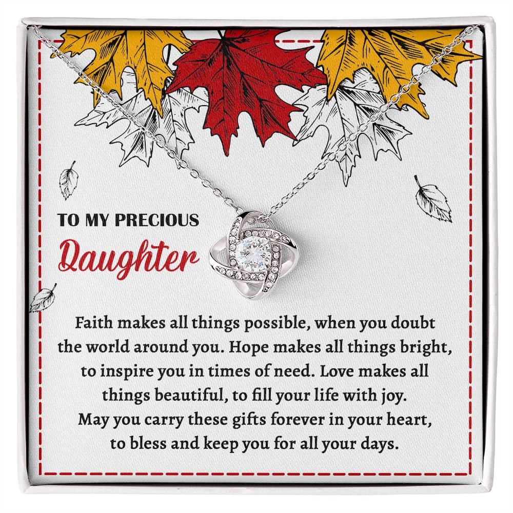 Faith Makes All Things Possible - Love Knot Necklace For Daughter
