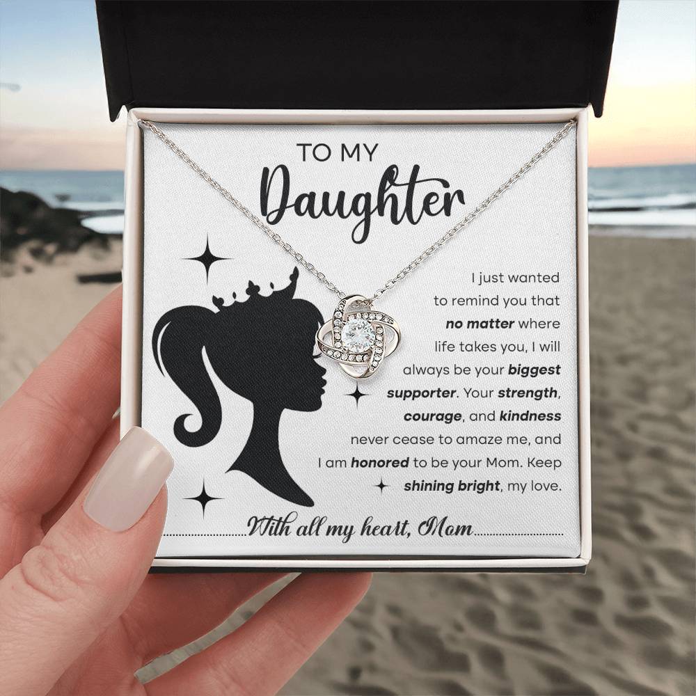 Biggest Supporter - Love Knot Necklace For Daughter