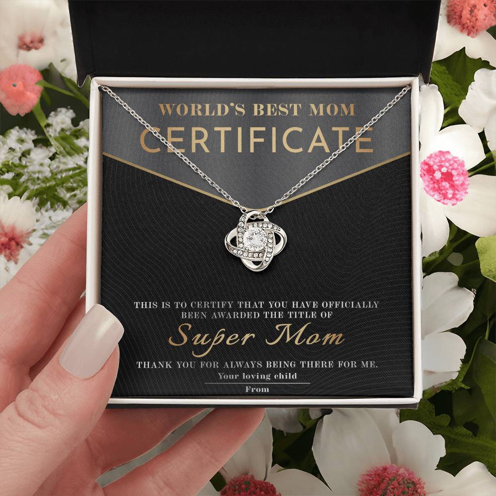 Best Mom Certificate - Love Knot Necklace For Mom