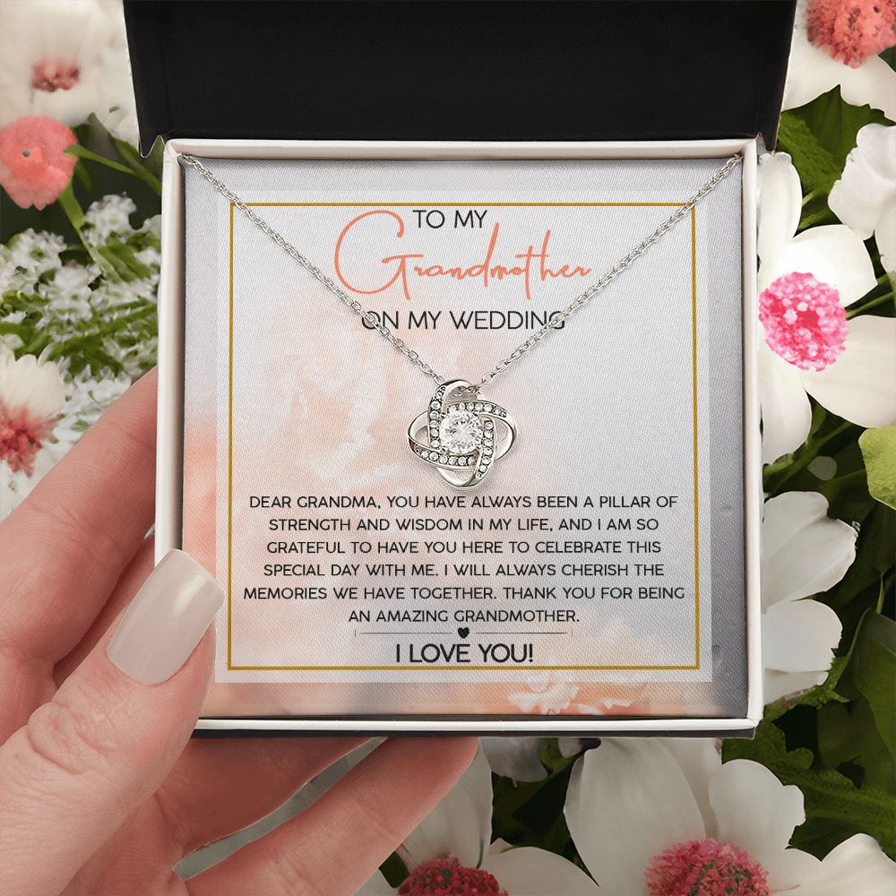 Pillar Of Strength - Love Knot Necklace For Grandma On My Wedding