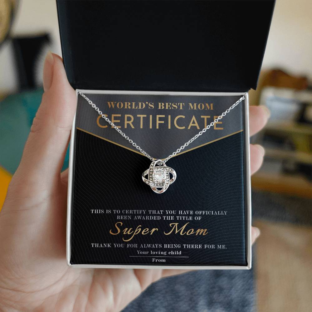 Best Mom Certificate - Love Knot Necklace For Mom