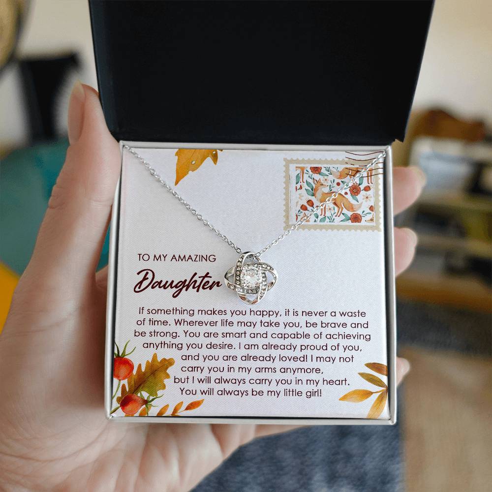If Something Makes You Happy - Love Knot Necklace For Daughter