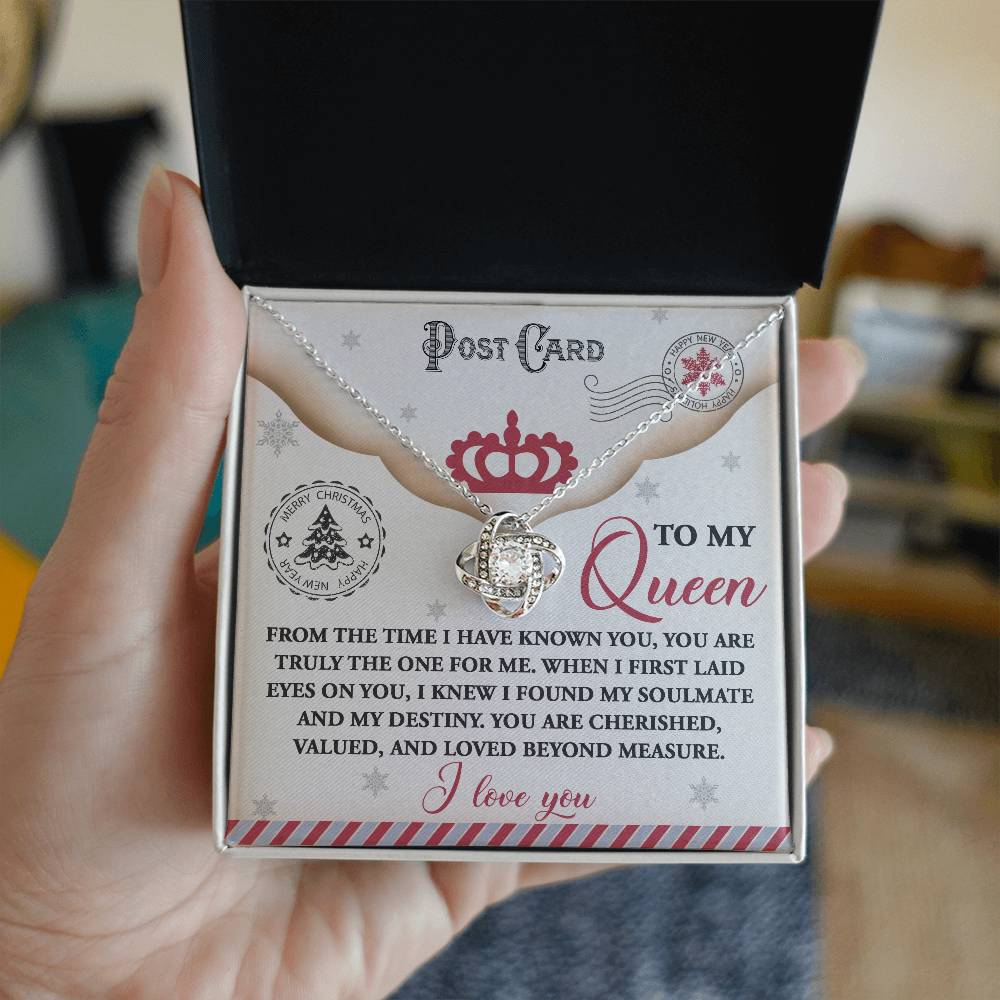 Post Card To My Queen - Love Knot Necklace For Soulmate For Christmas