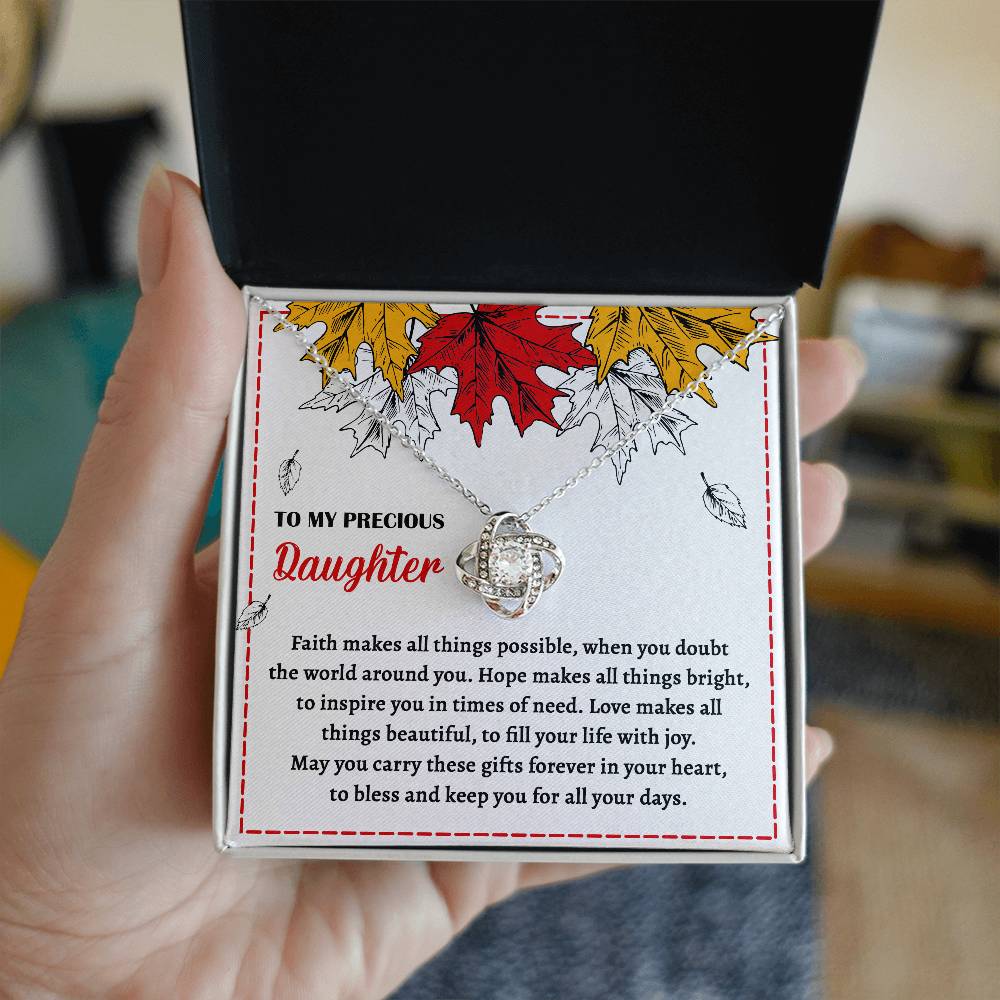 Faith Makes All Things Possible - Love Knot Necklace For Daughter