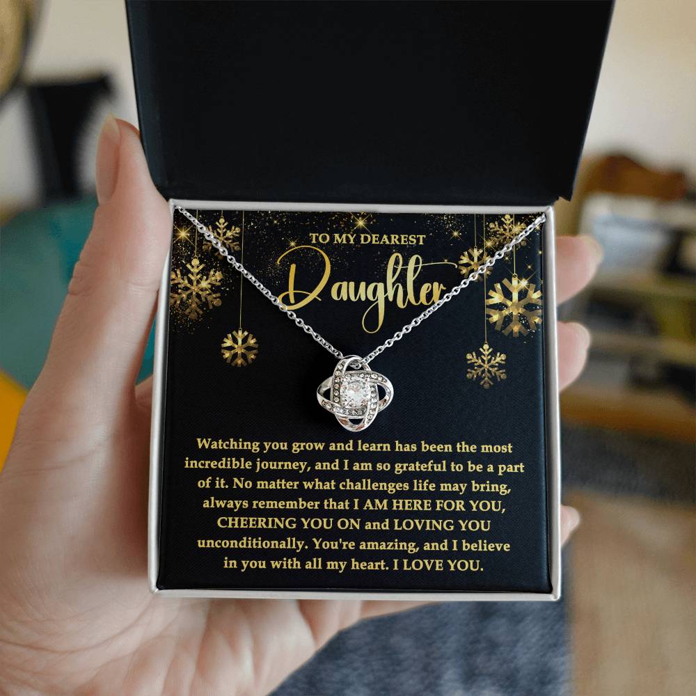 Believe In You With All My Heart - Love Knot Necklace For Daughter For Christmas