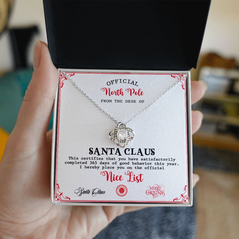 From The Desk Of Santa Claus - Love Knot Necklace For Her For Christmas