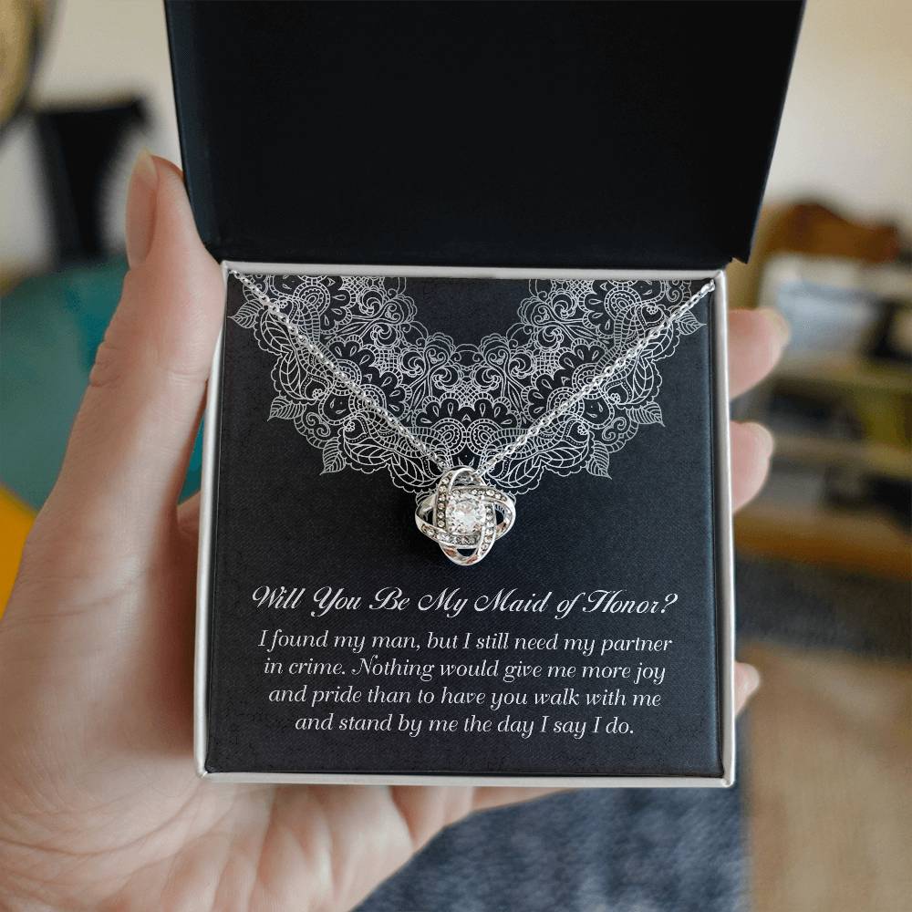 My Partner In Crime - Love Knot Necklace For Maid Of Honor