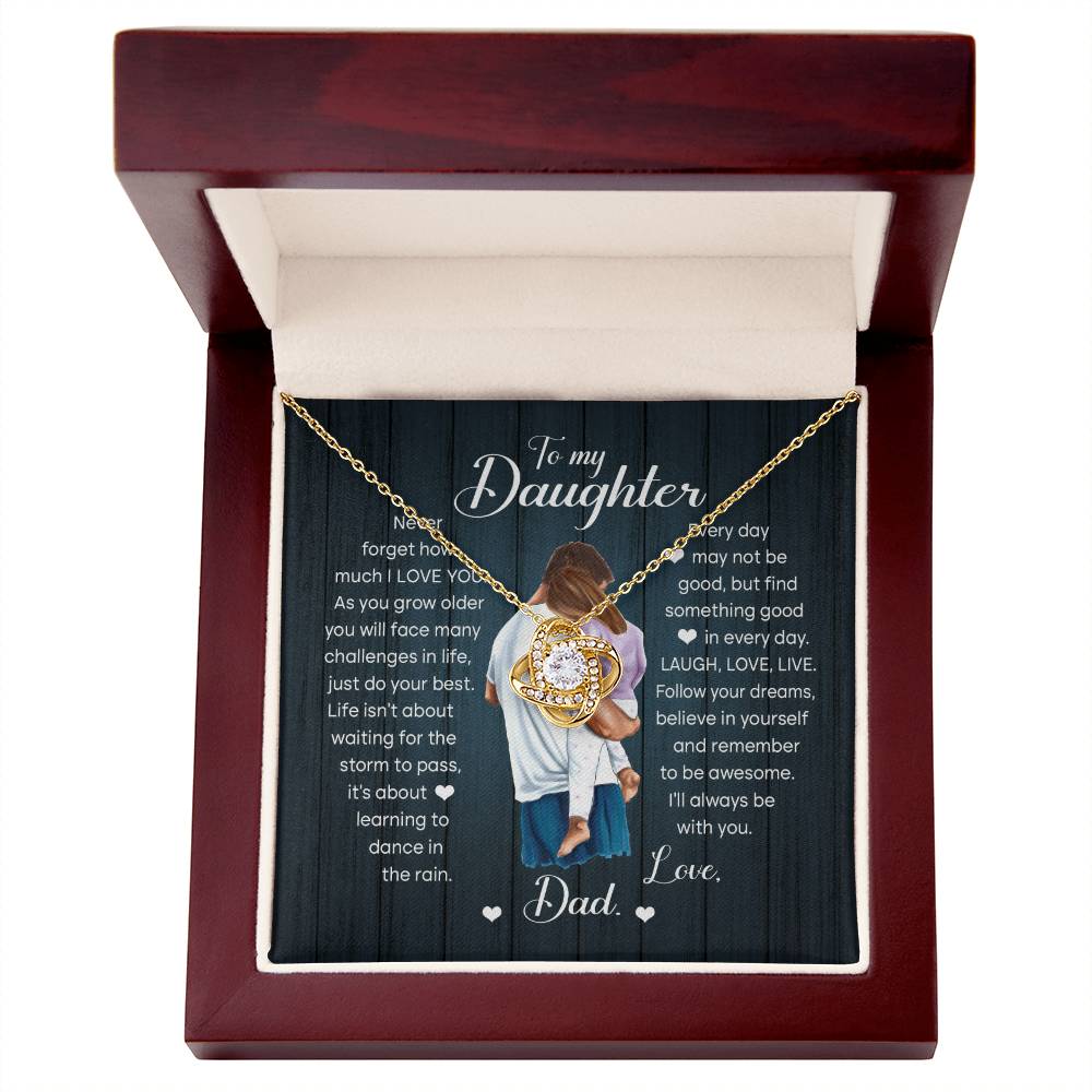 Laugh, Love, Live - Love Knot Necklace For Daughter