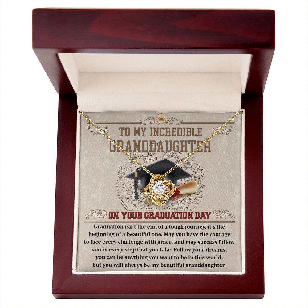 Beginning Of A Beautiful Journey - Love Knot Necklace For Granddaughter At Graduation