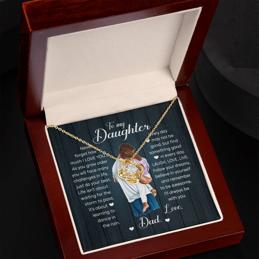 Laugh, Love, Live - Love Knot Necklace For Daughter