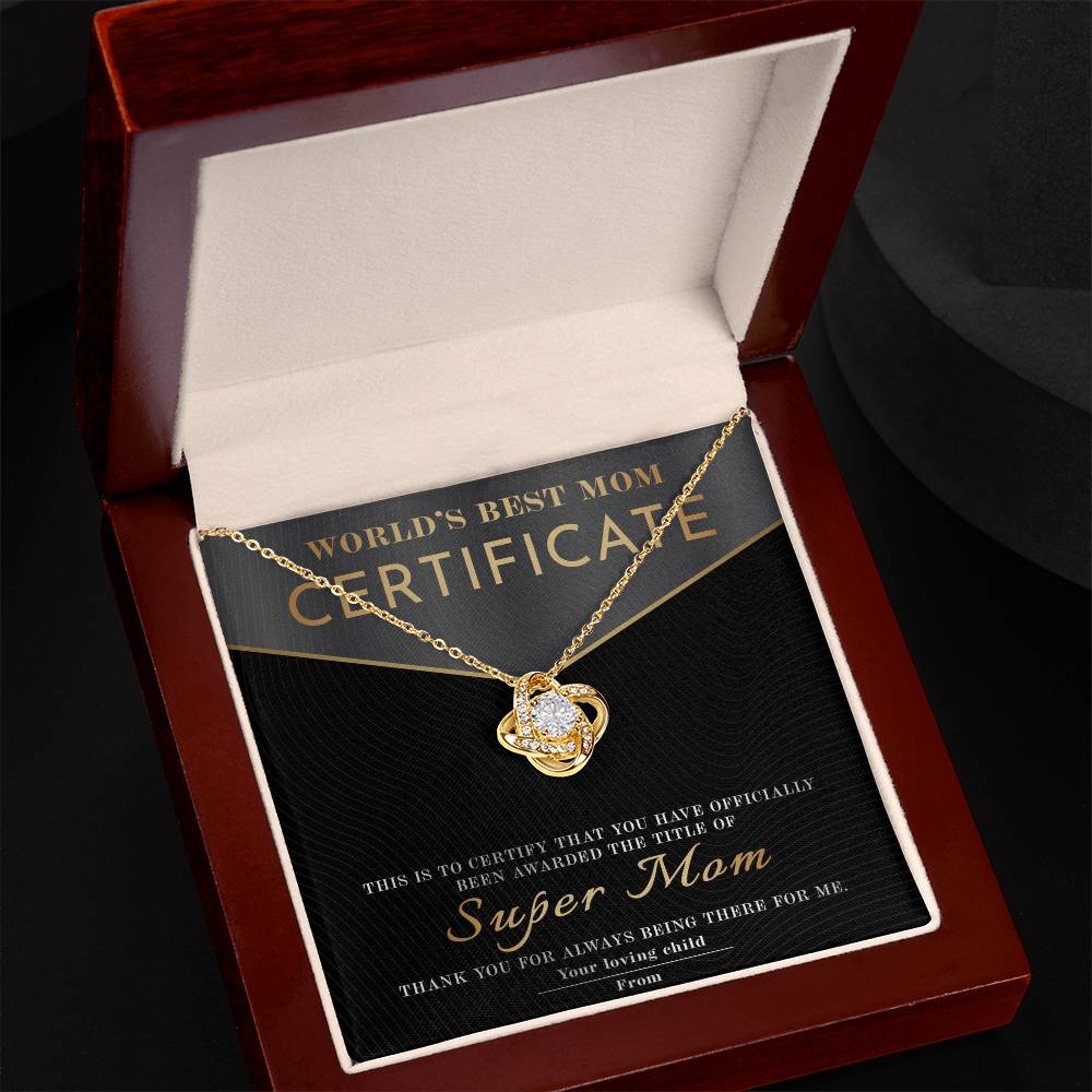 Best Mom Certificate - Love Knot Necklace For Mom