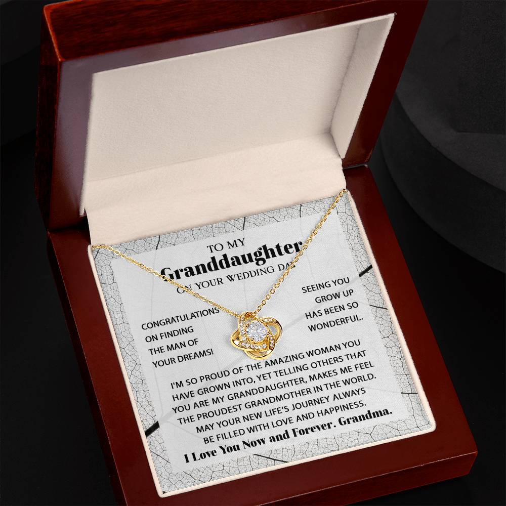 Love And Happiness - Love Knot Necklace For Granddaughter On Wedding Day