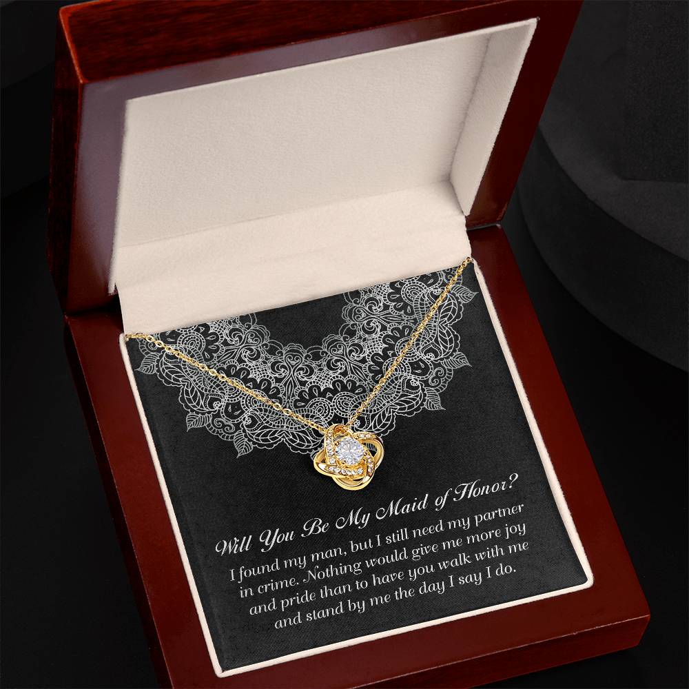 My Partner In Crime - Love Knot Necklace For Maid Of Honor