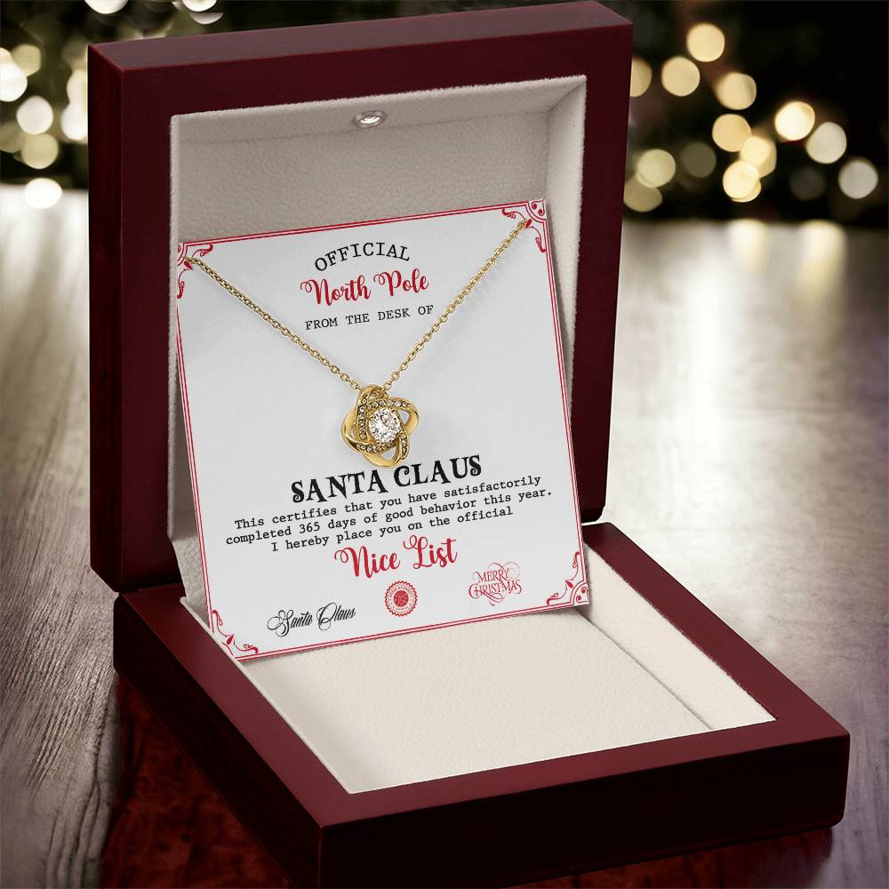 From The Desk Of Santa Claus - Love Knot Necklace For Her For Christmas