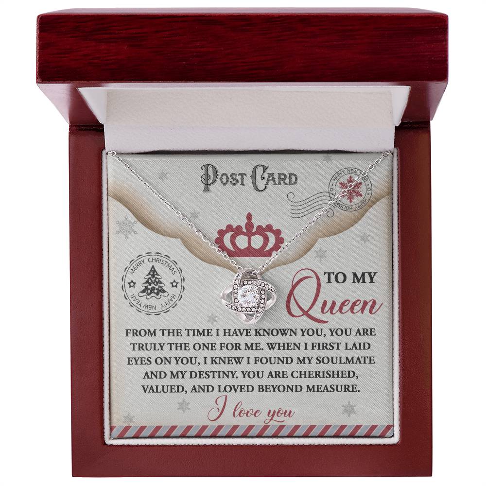 Post Card To My Queen - Love Knot Necklace For Soulmate For Christmas