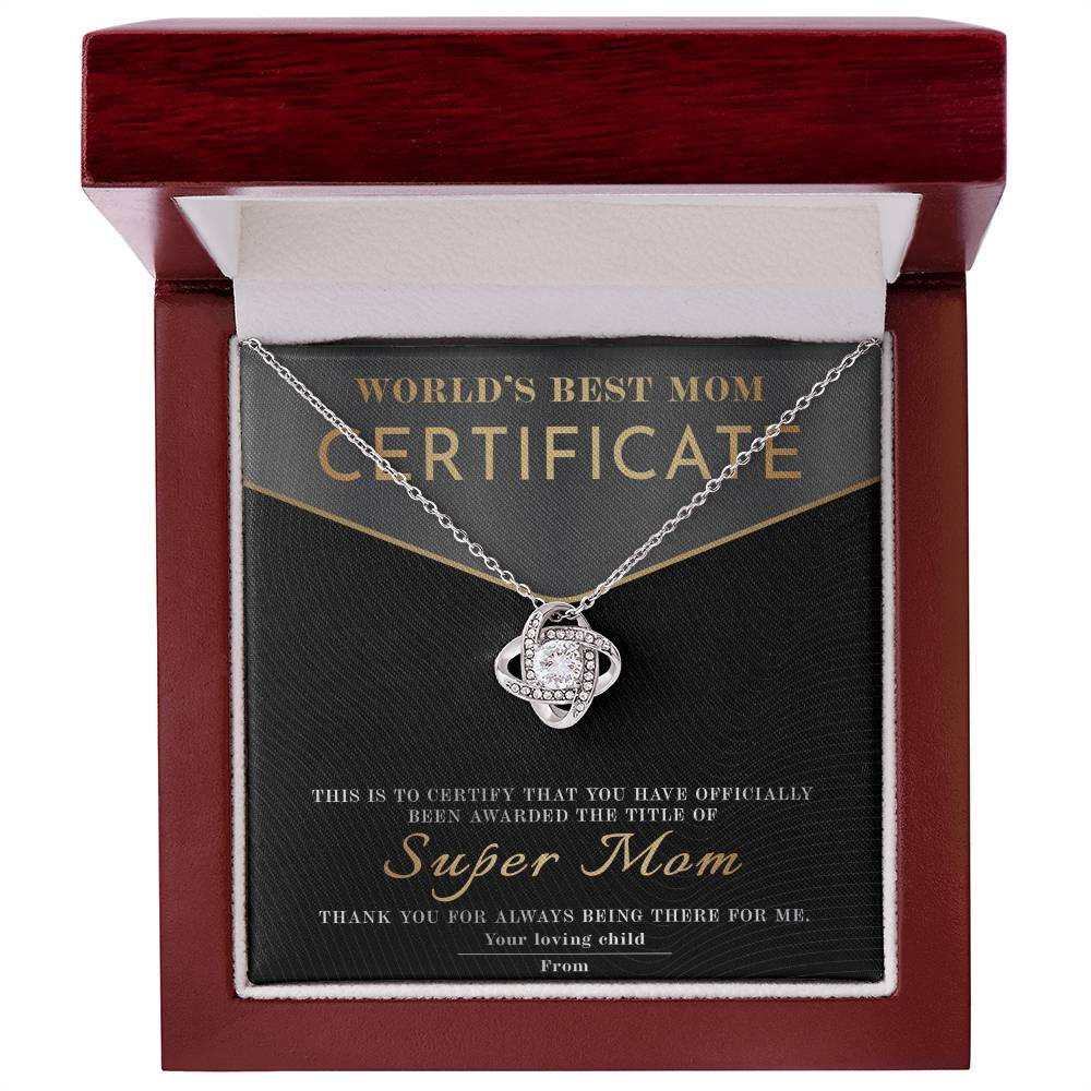 Best Mom Certificate - Love Knot Necklace For Mom