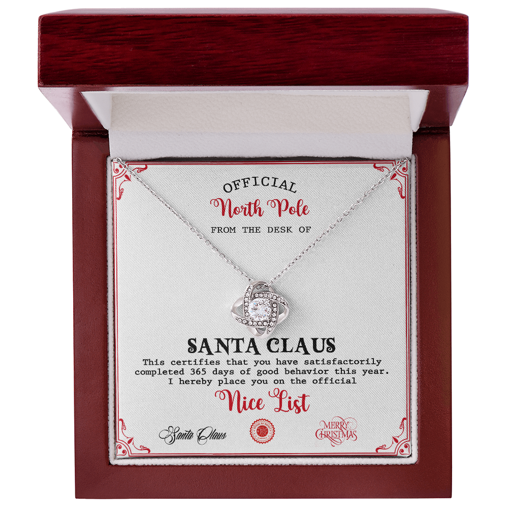 From The Desk Of Santa Claus - Love Knot Necklace For Her For Christmas