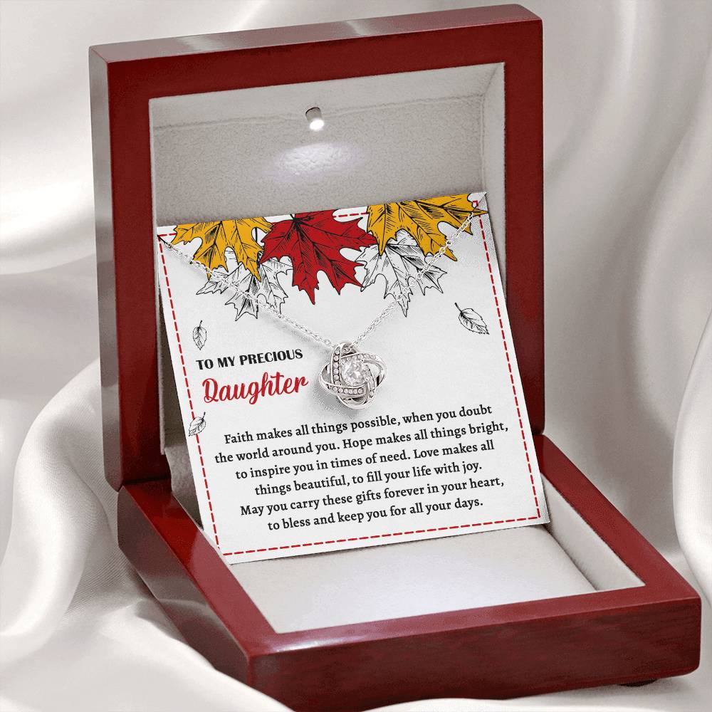 Faith Makes All Things Possible - Love Knot Necklace For Daughter