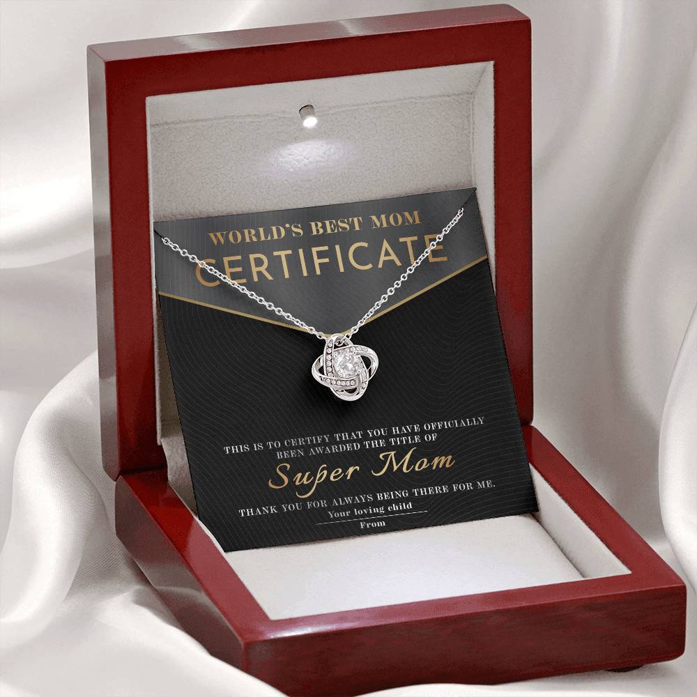 Best Mom Certificate - Love Knot Necklace For Mom