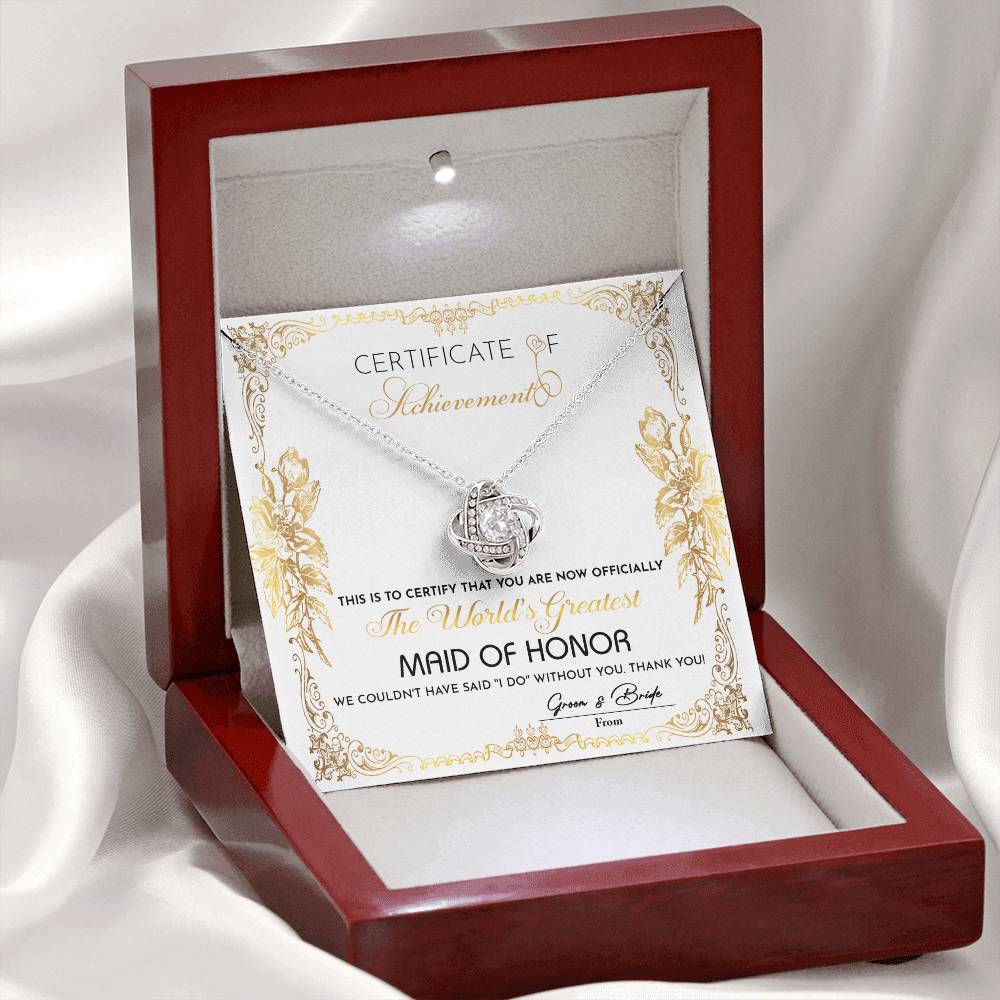 Certificate Of Achievement - Love Knot Necklace For Maid Of Honor