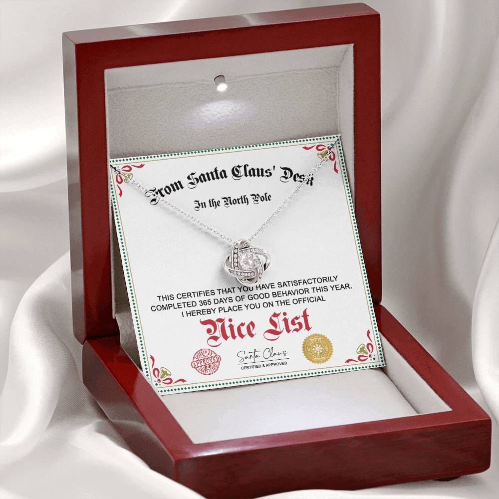 Official Nice List - Love Knot Necklace For Her For Christmas