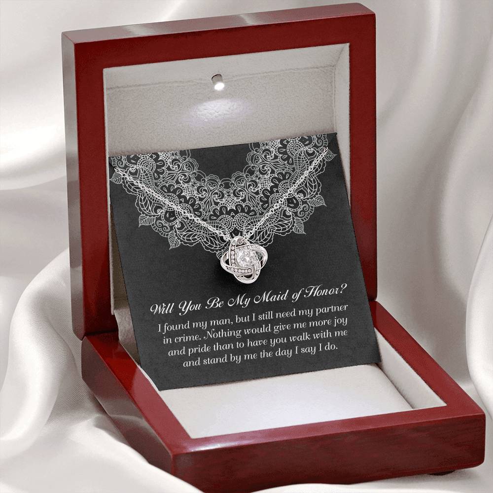 My Partner In Crime - Love Knot Necklace For Maid Of Honor