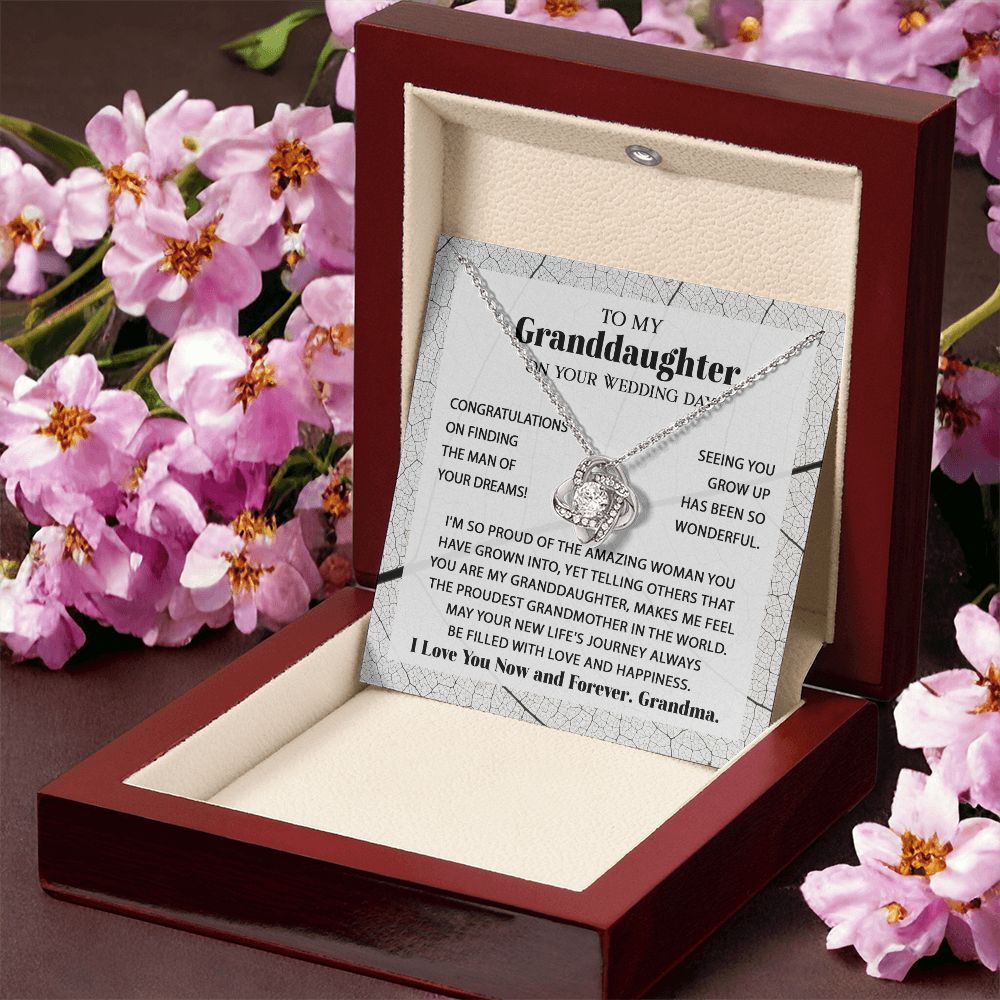 Love And Happiness - Love Knot Necklace For Granddaughter On Wedding Day