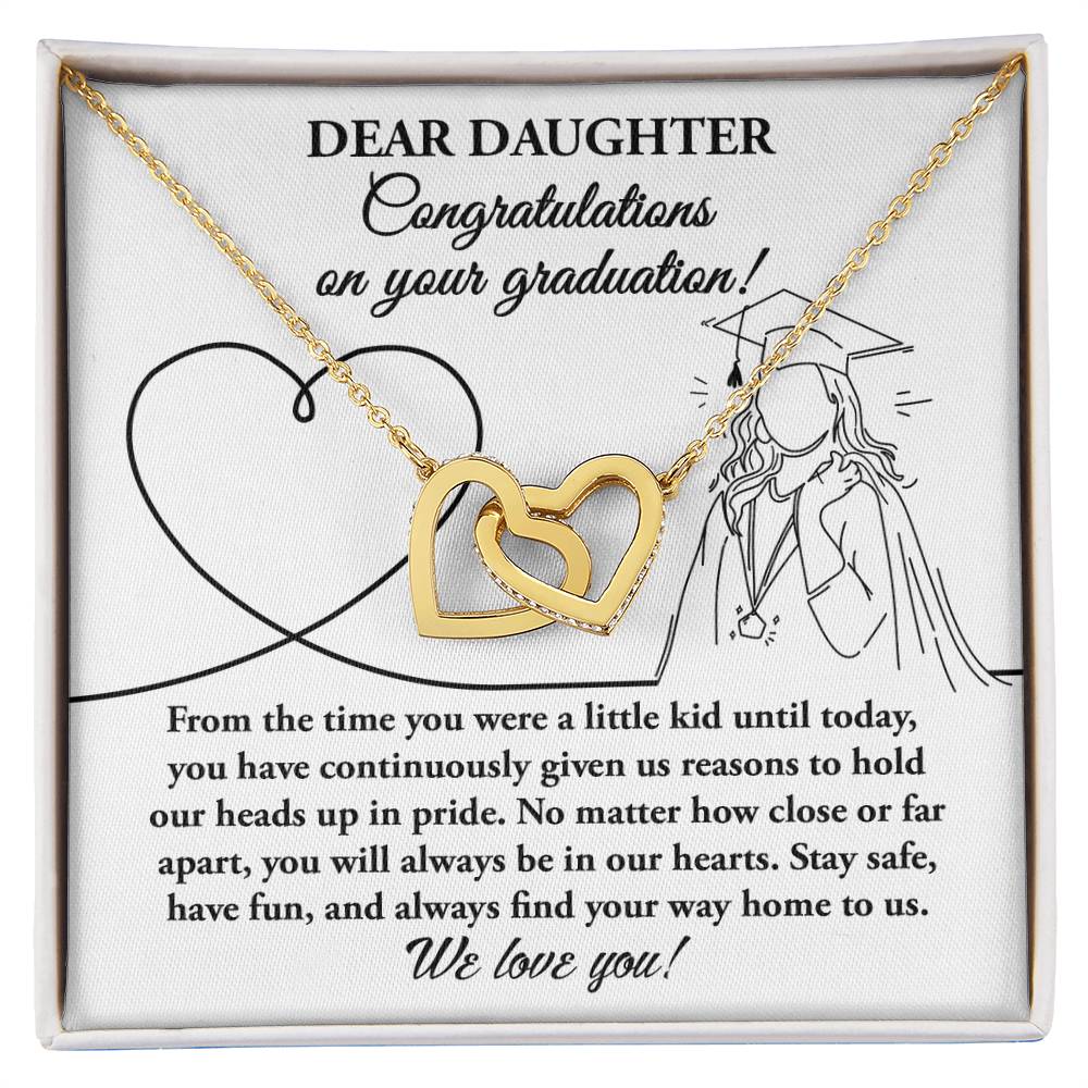 No Matter How Close Or Far Apart - Interlocking Hearts Necklace For Daughter At Graduation
