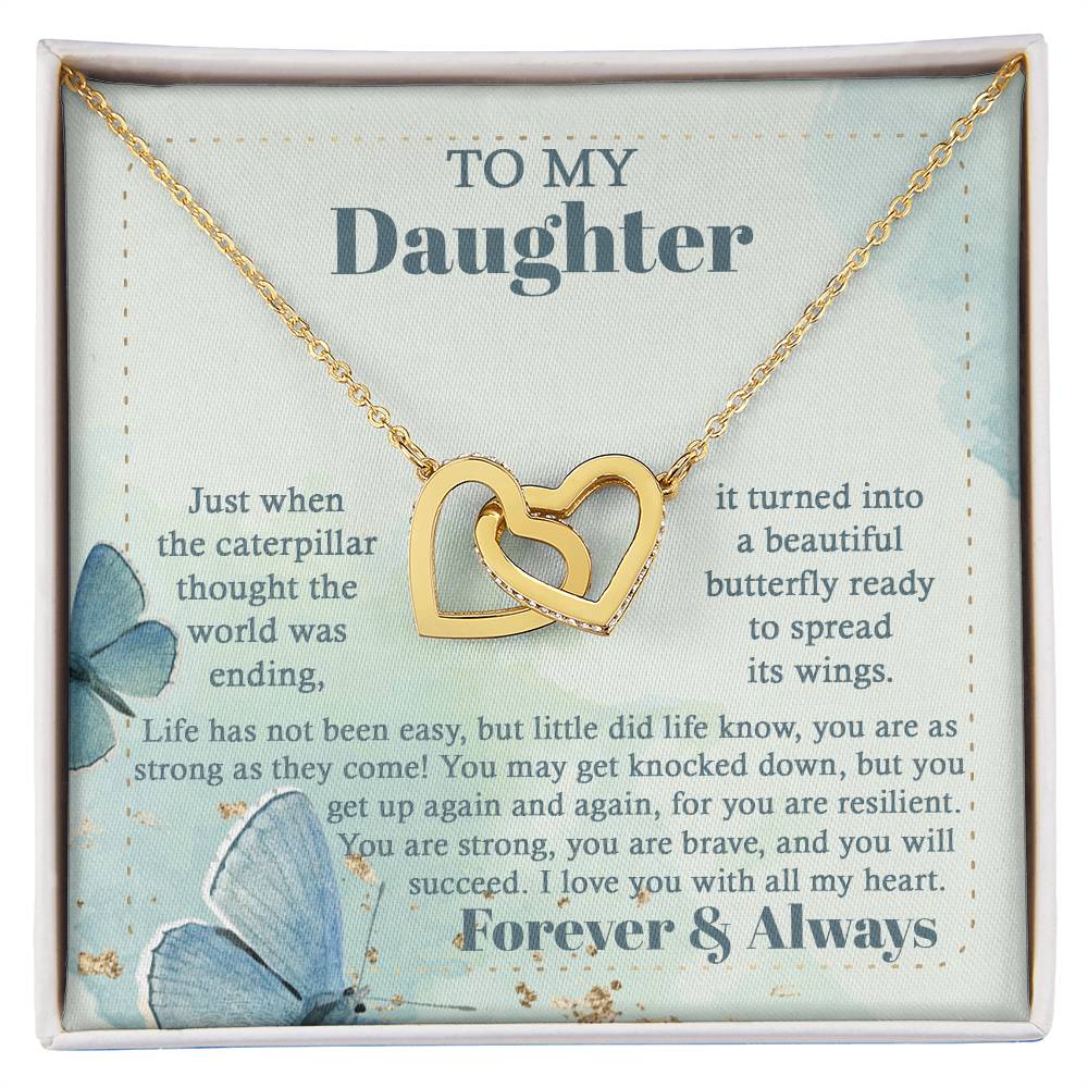 Beautiful Butterfly - Interlocking Hearts Necklace For Daughter