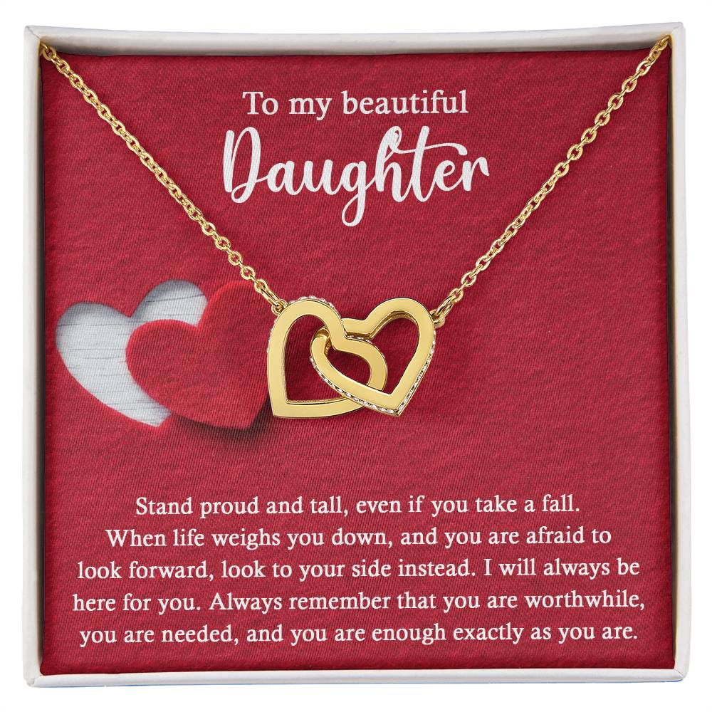 Stand Proud And Tall - Interlocking Hearts Necklace For Daughter