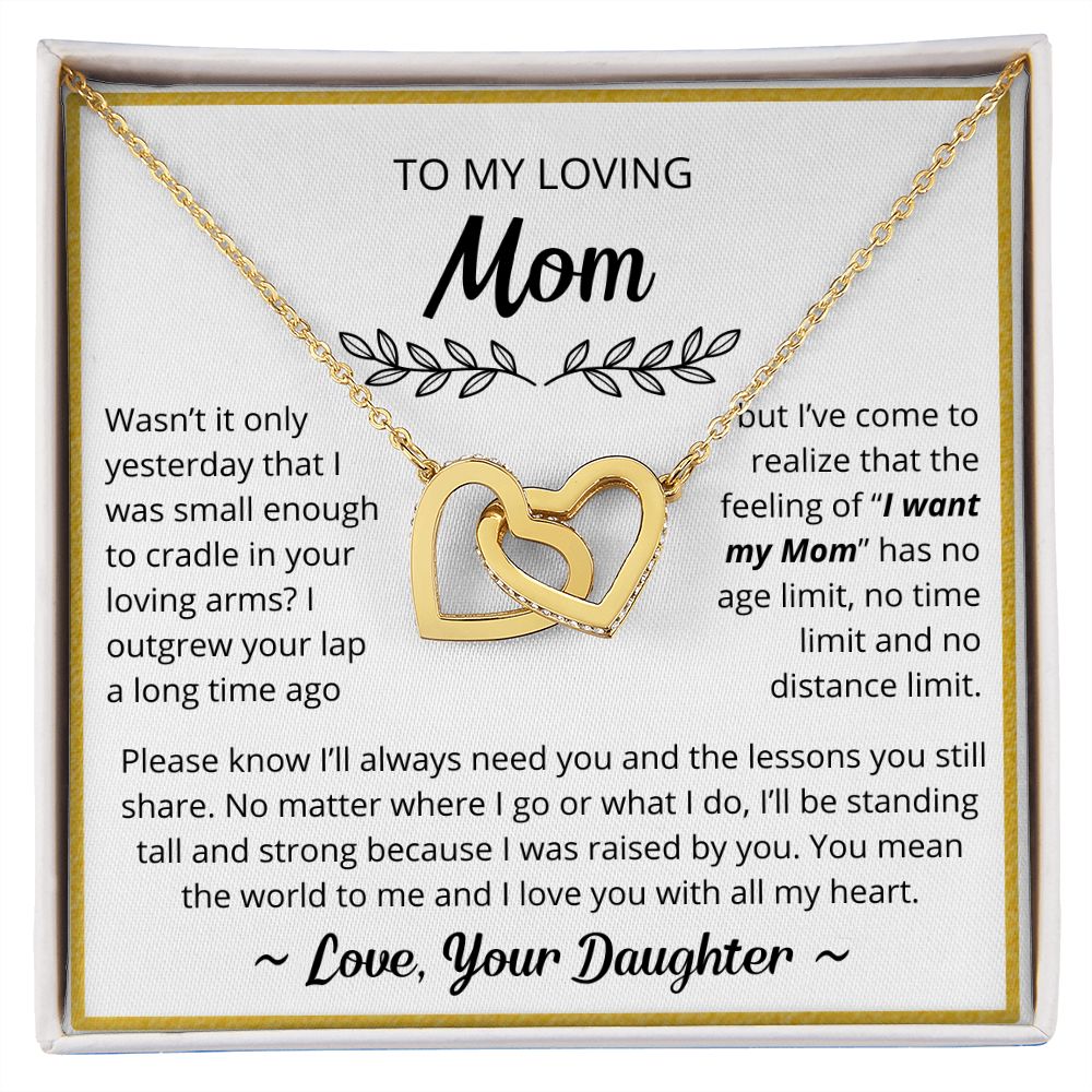 You Mean The World To Me - Interlocking Hearts Necklace For Mom