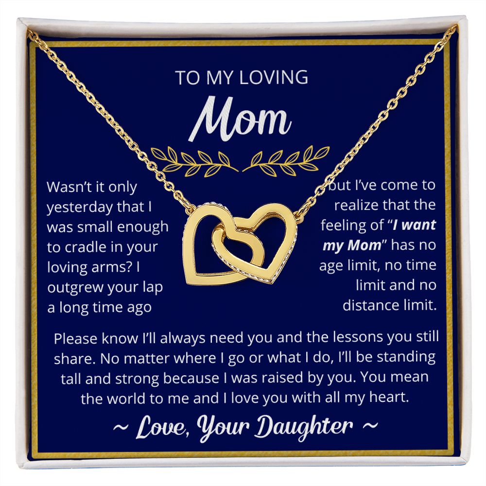 You Mean The World To Me - Interlocking Hearts Necklace For Mom