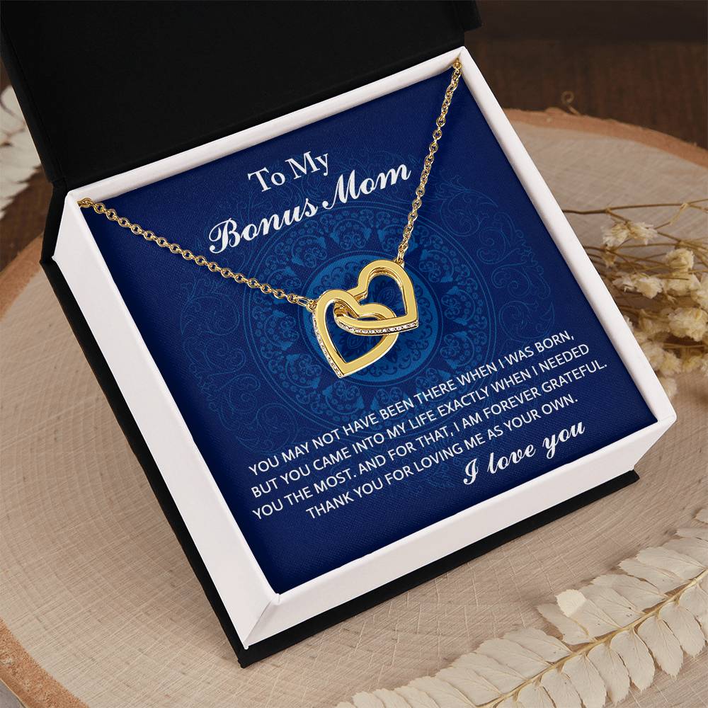 Exactly When I Needed You - Interlocking Hearts Necklace For Bonus Mom