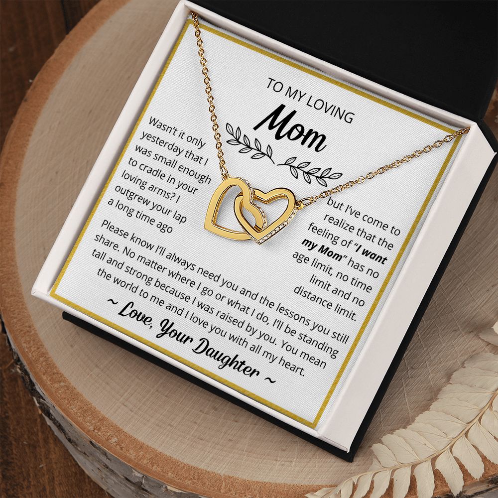 You Mean The World To Me - Interlocking Hearts Necklace For Mom