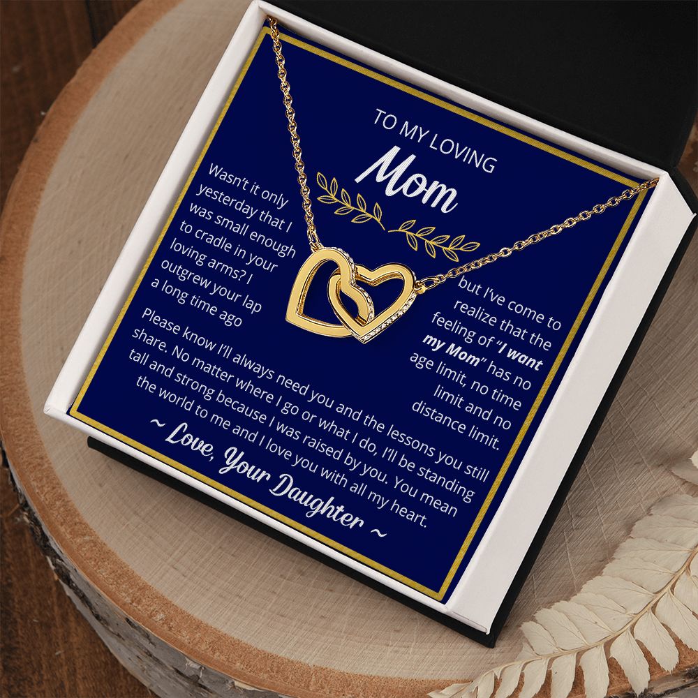 You Mean The World To Me - Interlocking Hearts Necklace For Mom