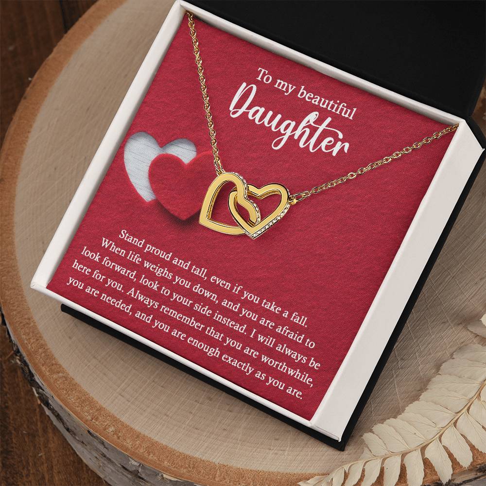 Stand Proud And Tall - Interlocking Hearts Necklace For Daughter